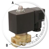 Клапан соленоидный миниатюрный трехходовой 3/2 прямого действия с поршнем AR-YCG31