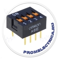 OMRON A6E-4101 - Переключатель: DIP-SWITCH Кол-во секций:4 ON-OFF 0,025A/24ВDC