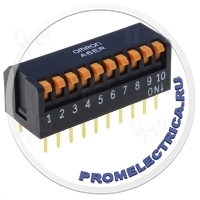 OMRON A6ER-0101 - Переключатель: DIP-SWITCH Кол-во секций:10 ON-OFF Шаг:2,54мм