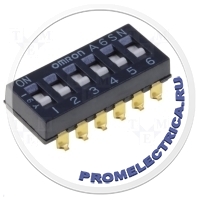 OMRON A6SN-6101 - Переключатель: DIP-SWITCH Кол-во секций:6 ON-OFF 0,025A/24ВDC