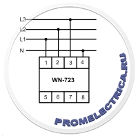 WN-723 Указатель напряжения трехфазный, 190-240 в светодиодная шкала, 2 модуля, монтаж на DIN-рейке, 3х(190-240)B+N, IP20