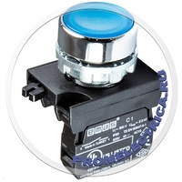 CM102DM Кнопка управления синяя, 22 мм, металл, 1 NO + 1 NC
