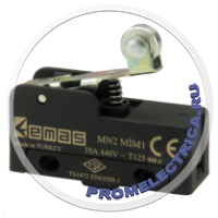 MN2MIM1 Миниатюрный выключатель 10A с коротким металлическим роликовым рычагом 1 CO, Roller Lever, присоединение - пайка