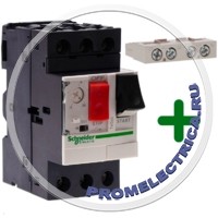 GV2ME01AE11TQ Автоматический выключатель с допконтактами НО+НЗ, 01-016, 006 кВатт, Schneider Electric
