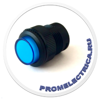 Кнопка синяя с фиксацией 16 мм, 1NO, 35 VDC, D-314R кнопка R16-503/BD/B