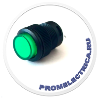 Кнопка зелёная с фиксацией 16 мм, 1NO, 24 VDC, D-314R кнопка R16-503/BD/G/24V