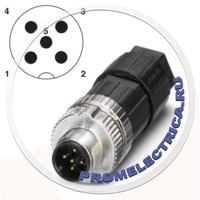 SACC-MS-5SC M SCO 1432567 Разъем, 5pin, монтаж на панель M12 SPEEDCON, A-Code, Пружинные зажимы, наружный диаметр кабеля 4 мм ... 8 мм Phoenix Contact 