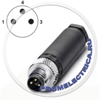 SACC-M 8MS-3CON-M-SW 1501252 Разъем,3pin, монтаж на панель M8, A-Code, Винтовые зажимы, наружный диаметр кабеля 3,5 мм ... 5 мм Phoenix Contact 