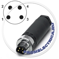 SACC-M 8MS-4CON-M-SW 1501265 Разъем, 4pin, монтаж на панель M8, A-Code, Винтовые зажимы, наружный диаметр кабеля 3,5 мм ... 5 мм Phoenix Contact 