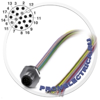 1411583 Встраиваемый разъем, монтаж на панель 17pin М12, A-Code, монтаж на панель, M16 x 1,5, многожильный Кабель 0,5 м SACC-E-M12MS-17P-M16XL/0,5 Phoenix Contact