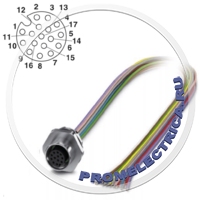 1411576 Встраиваемый разъем, гнездо 17pin M12, A-Code, монтаж на панель, M16 x 1,5, многожильный Кабель 0,5 м SACC-E-M12FS-17P-M16XL/0,5 Phoenix Contact