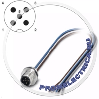 1554568 Встраиваемый разъем, монтаж на панель 5pin М12, A-Code, монтаж на панель/вывод PG9, с гибким проводом 0,5 м (TPE), 5 x 0,34 мм², нерж. Сталь SACC-E-M12MS-5CON-PG 9/0,5 VA Phoenix Cont