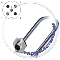 1452068 Встраиваемый разъем, штекер 5pin М12, A-Code, монтаж на панель/резьба M20x1,5, с гибким проводом 0,5 м (изоляция из ТПЭ), 5 x 0,34 мм², нерж. Сталь SACC-E-M12MS-5CON-M20/0,5 VA Phoeni