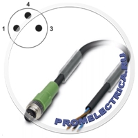 1681677 бель с разъемом 3pin, PUR без галогенов, RAL 7021, монтаж на панель M8, длина кабеля: 3 м Phoenix Contact SAC-3P-M 8MS/3,0-PUR Ка