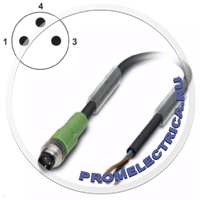 1693584 Кабель с разъемом 3pin, PUR без галогенов, RAL 7021, монтаж на панель M8, длина кабеля: 10 м Phoenix Contact SAC-3P-M 8MS/10,0-PUR