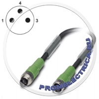 1681907 Кабель с разъемом 3pin, PUR без галогенов, RAL 7021, монтаж на панель M8, прямой, гнездо M8, длина кабеля: 0,3 м Phoenix Contact SAC-3P-M 8MS/ 0,3-PUR/M 8FS