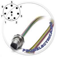 1542716 Встраиваемый разъем, штекер 8pin М12, монтаж на панель, вывод PG9, с гибким проводом 0,5 м (изоляция из ТРЕ), 8 x 0,25 мм² SACC-DSI-MS-8CON-PG 9/0,5 SCO Phoenix Contact
