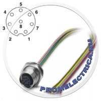 1542732 Встраиваемый разъем, гнездо 8pin М12, монтаж на панель, вывод PG9, с гибким проводом 0,5 м (изоляция из ТРЕ), 8 x 0,25 мм² SACC-DSI-FS-8CON-PG 9/0,5 SCO Phoenix Contact