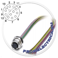 1430446 Встраиваемый разъем, гнездо 12pin М12-SPEEDCON, монтаж на панель, вывод PG9, с гибким проводом 0,5 м (изоляция из TPE, не содержащий галогенов), 12 x 0,14 мм² SACC-DSI-FS-12CON-PG9/0,