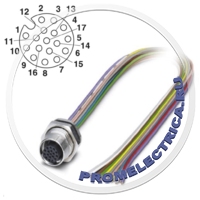 1430462 Встраиваемый разъем, гнездо 17pin М12-SPEEDCON, монтаж на панель, вывод PG9, с гибким проводом 0,5 м (изоляция из TPE, не содержащий галогенов), 17 x 0,14 мм² SACC-DSI-FS-17CON-PG9/0,