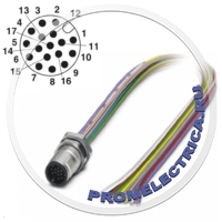 1437135 Встраиваемый разъем, штекер 17pin М12-SPEEDCON, монтаж на панель , M12, с гибк. пров. 0,5 м (изоляция из TPE, не содержащ. галогенов), 17 x 0,14 мм² SACC-DSI-MS-17CON-M12/0,5 SCO Phoe