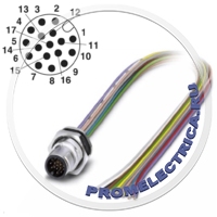 1419726 Встраиваемый разъем, штекер 17pin, M12-SPEEDCON, монтаж на панель, резьба M16, с гибким безгалогенным проводом 0,5 м (ТРЕ), 17 x 0,14 мм² SACC-DSI-M12MS-17CON-M16/0,5 Phoenix Contact