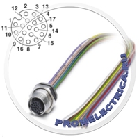 1419739 Встраиваемый разъем, гнездо 17pin, M12-SPEEDCON, монтаж на панель, резьба M16, с гибким безгалогенным проводом 0,5 м (ТРЕ), 17 x 0,14 мм² SACC-DSI-M12FS-17CON-M16/0,5 Phoenix Contact