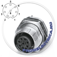 1441930 Встраиваемый разъем, гнездо 8pin M12-SPEEDCON, монтаж на панель, резьба M16, с прямыми выводами под пайку SACC-DSI-M12FS-8CON-M16 SH Phoenix Contact