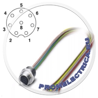 1424231 Встраиваемый разъем, гнездо 8pin, M8, монтаж на панель/винтовое крепление с резьбой M10, с гибким проводом (изоляция из TPE) 0,5 м, 8 x 0,14 мм² SACC-E-M8FS-8CON-M10/0,5 Phoenix Conta