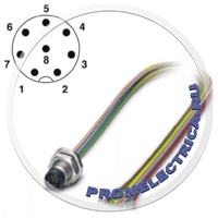 1424230 Встраиваемый разъем/исп. элемента, 8pin, М8, монтаж на панель/резьбовым креплением M8, с гибким проводом 0,5 м ( TPE), 8 x 0,14 мм² SACC-DSI-M8MS-8CON-M8/0,5 Phoenix Contact