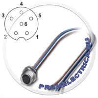1456103 Встраиваемый разъем, гнездо 6pin, M8, монтаж на панель/винтовое крепление с резьбой M10, с гибким проводом (изоляция из TPE) 0,5 м, 6 x 0,14 мм² SACC-DSI-M8FS-6CON-M10/0,5 Phoenix Con