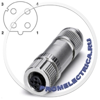 SACC-FSD-4SC SH PN SCO 1436741 Разъем, PROFINET CAT5 (100 Мбит/с), 4pin, экранированный, прямой, гнездо M12, D-Code, Пружинные зажимы, наружный диаметр кабеля 4 мм ... 8 мм Phoenix Contact 