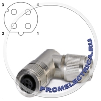 1554542 Системный кабель, шинный, PROFINET CAT5 (100 Мбит/с), 4pin, экранированный, угловой, гнездо M12, D-Code, клеммы с ножевыми контактами, наружный диаметр кабеля 4 мм ... 8 мм Phoenix Co