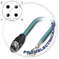 1407359 NBC-MSD/10,0-93E SCO Сетевой Кабель, Ethernet CAT5 (100 Мбит/с), 4pin, PUR, RAL 5021, экранированный, монтаж на панель M12 SPEEDCON , IP67, D-Code, длина кабеля: 10 м Phoenix Contact 