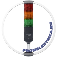 XVUX13RYG Светодиодная колонна 60мм, три цвета красный, желтый, зеленый, 24VDC, стойка 100мм,  управление через ПЛК (PNP/NPN) Schneider Electric