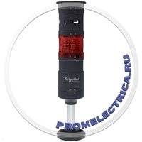 XVUX21R Светодиодная колонна 60мм, один цвет красный, 24VDC, зуммер 70-85 дБ,  стойка 100мм,  управление через ПЛК (PNP/NPN) Schneider Electric