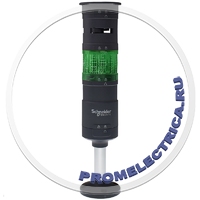 XVUX21G Светодиодная колонна 60мм, один цвет зеленый, 24VDC, зуммер 70-85 дБ, стойка 100мм,  управление через ПЛК (PNP/NPN) Schneider Electric