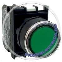 B190DY  Кнопка с подсветкой-светодиод, без фиксации, зеленая (1НО) 12-30 VAC/DC Emas