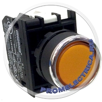 B180DS  Кнопка с подсветкой-светодиод, без фиксации, желтая (1НО) 12-30 VAC/DC Emas