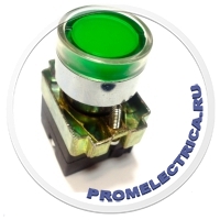 XB2-BW3361 Кнопка 22мм с возвратом, зеленый индикатор 220VAC, контакт NO, Telemecanique