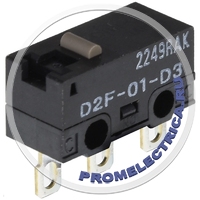 D2F-01-D3 Микропереключатель, без рычага, SPDT, 0,1A/30ВDC, ON-(ON), 1, IP40.