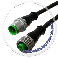 7000-40041-6550300 Кабель MURR термо (90°C) и масло стойкий кабель 3м, разъем штекер M12 + прямая розетка M12, 5PIN, А-кодировка