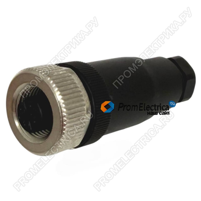 B-DM-PG7-B Прямой разъем M12, 5PIN, B-Code, гнездо мама, PG7, черного цвета