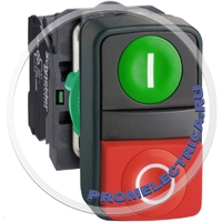 XB5AL73415 Двойная кнопка, пластик, 22мм, зеленый с маркировкой I, красный с маркировкой O, 1 НО + 1 НЗ Schneider Electric
