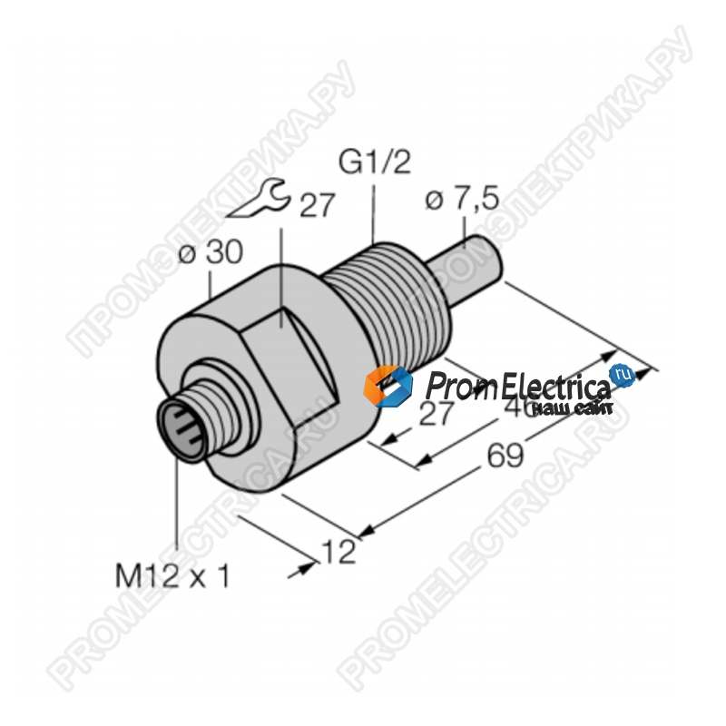 FCS-GL1/2A4-NA-H1141/D500 Датчик контроля потока TURCK