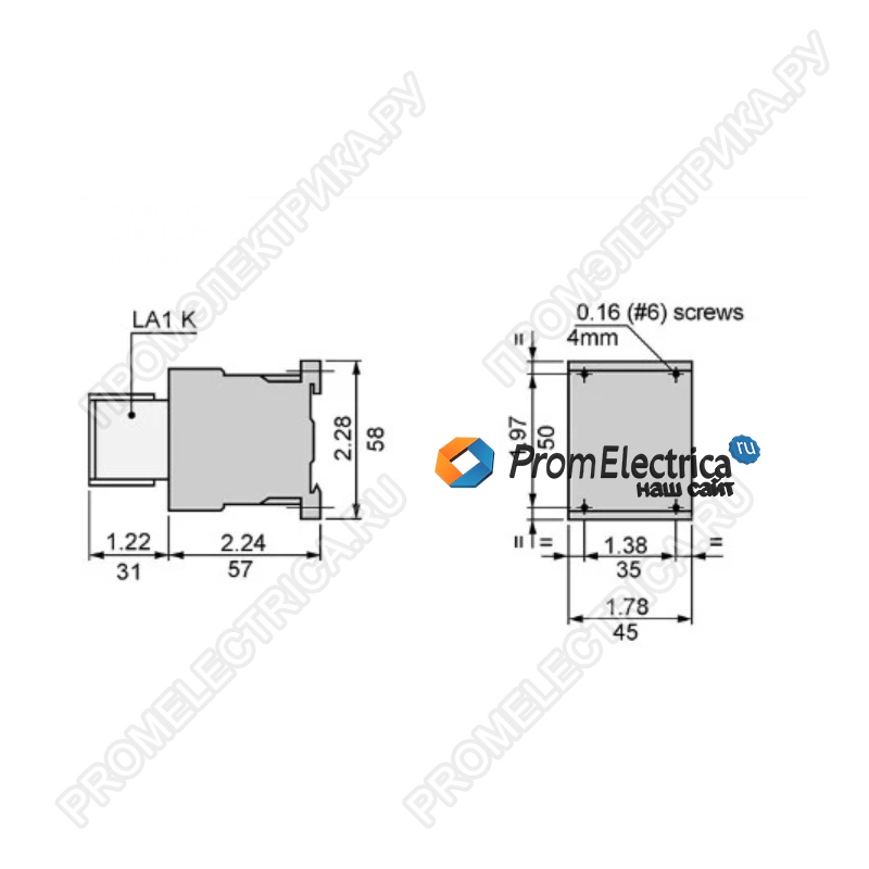 LC1K0610M7 Контактор K 3P, 6А, НО, 220В винтовой зажим Schneider Electric