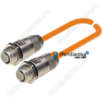 Прямой разъем M12, 4PIN, D-Coded X 2, гнездо мама + гнездо мама,  кабель 1 метр