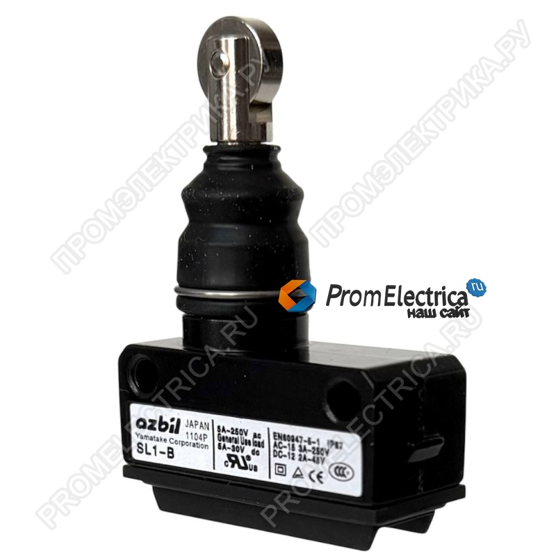 SL1-B Концевой выключатель, роликовый плунжер, 250VAC 5A; IP67, -10÷70°C