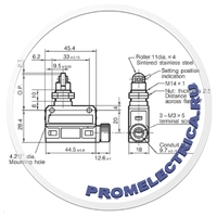 SL1-DK Концевой выключатель, роликовый плунжер, NO/NC, 250VAC 5A; IP67, -10÷70°C