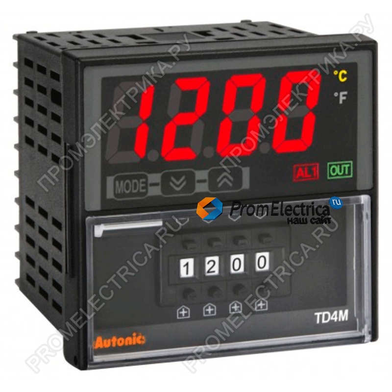 TD4M-14R Температурный контроллер, 4 разряда, 72х72х645мм, аварийный выход, 100-240VAC, выход реле